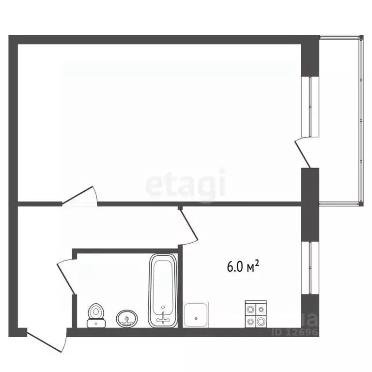 1-к кв. Московская область, Видное Советская ул., 12 (32.7 м) - Фото 1