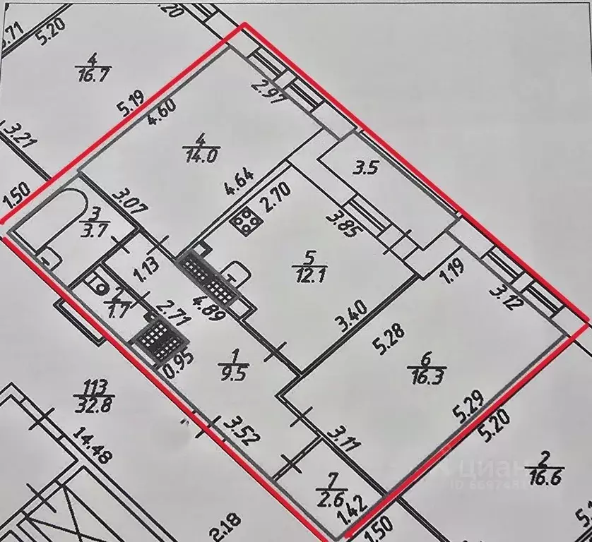 Квартира, 2 комнаты, 59.9 м - Фото 2