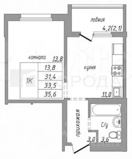 1-к кв. Алтайский край, Барнаул ул. Советской Армии, 75к1 (35.6 м) - Фото 1