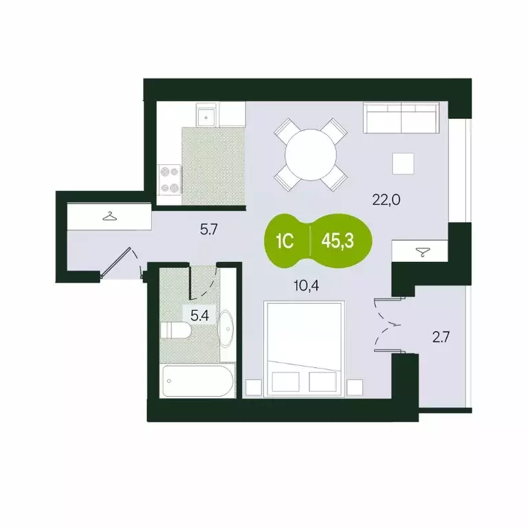 Студия Забайкальский край, Чита ул. Токмакова, 30 (45.3 м) - Фото 1