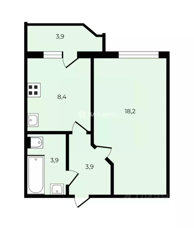 1-к кв. Санкт-Петербург Камышовая ул., 48К3 (34.4 м) - Фото 2