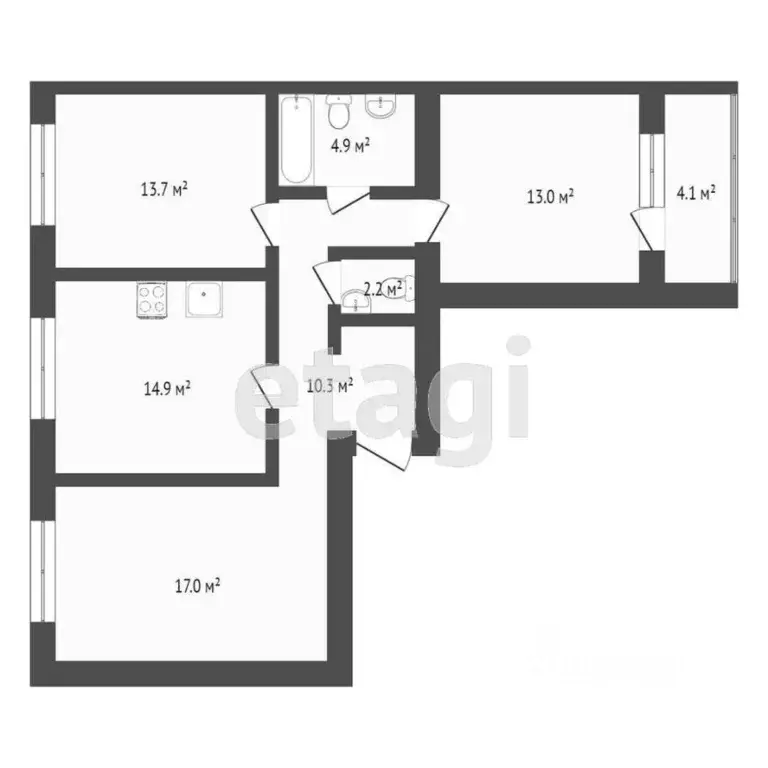 3-к кв. Тюменская область, Тюмень ул. Пермякова, 83к1 (83.7 м) - Фото 1