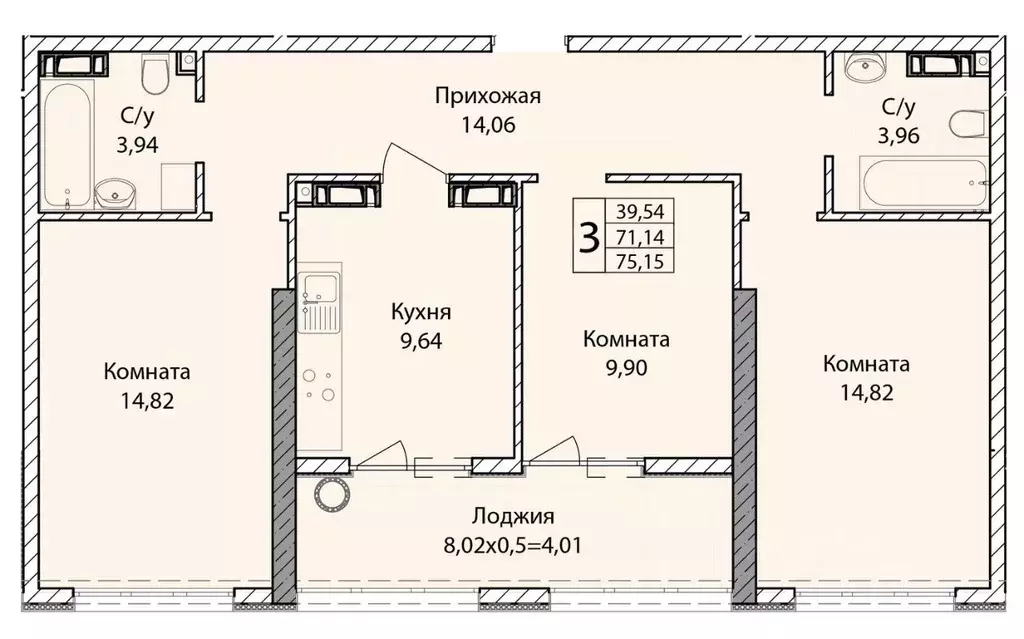 3-к кв. Севастополь ул. Братьев Манганари, 30к2 (75.15 м) - Фото 0