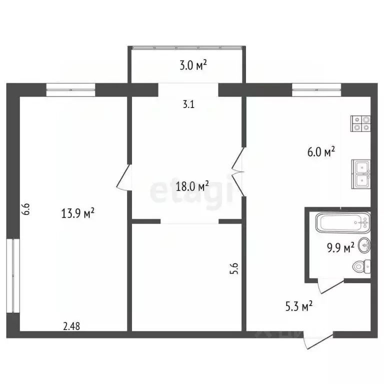 2-к кв. Крым, Ялта ул. Весенняя, 9 (46.1 м) - Фото 2