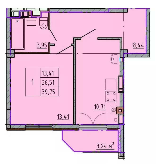 1-комнатная квартира: Шахты, улица Калинина, 10 (39.74 м) - Фото 0