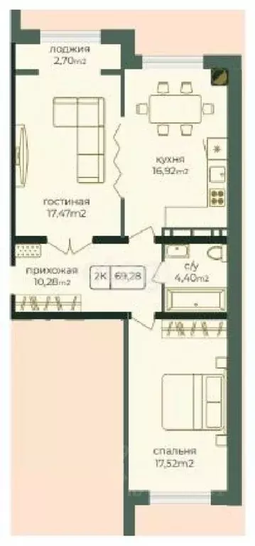 2-к кв. Дагестан, Каспийск просп. Акулиничева (69.28 м) - Фото 0