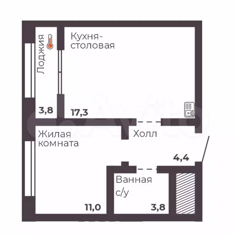 1-к. квартира, 36,5 м, 3/17 эт. - Фото 0