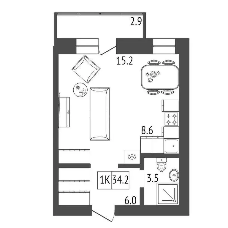 Продаётся квартира-студия, 33.8 м - Фото 0
