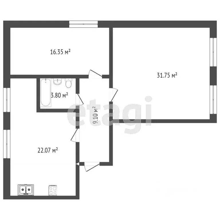 2-к кв. Тюменская область, Тюмень ул. Газовиков, 25к2 (82.3 м) - Фото 1