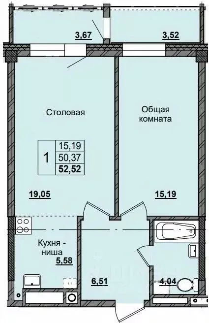 1-к кв. Саха (Якутия), Якутск ул. Красильникова, 5 (52.52 м) - Фото 0