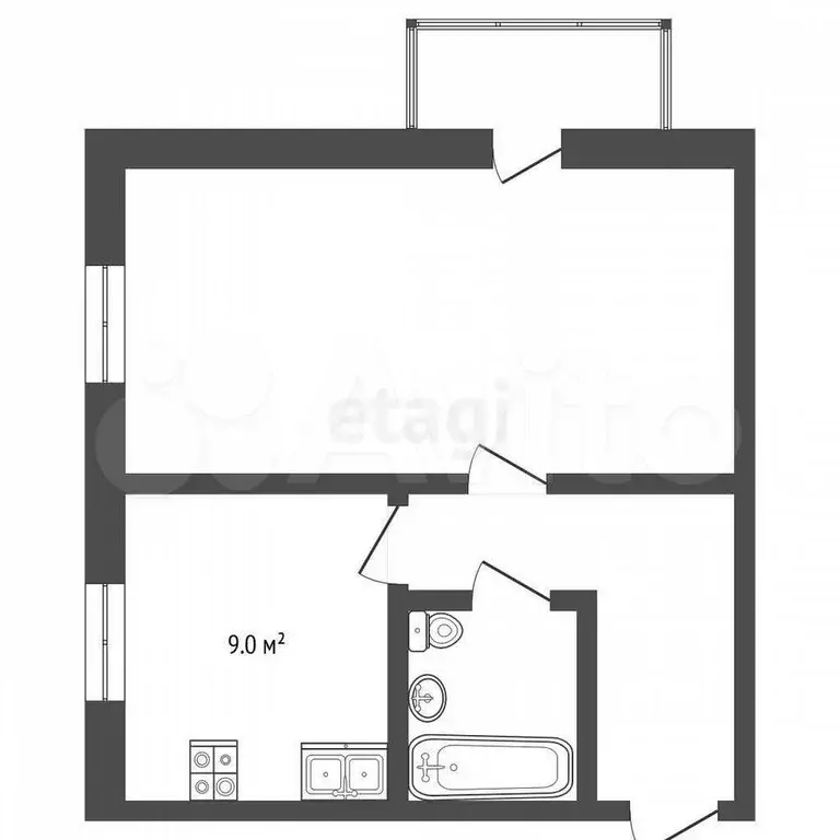 1-к. квартира, 31 м, 5/5 эт. - Фото 1