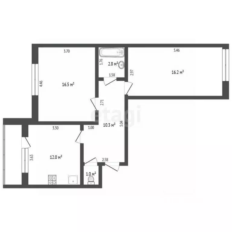 2-к кв. Тюменская область, Тюмень Олимпийская ул., 9/3 (58.6 м) - Фото 2