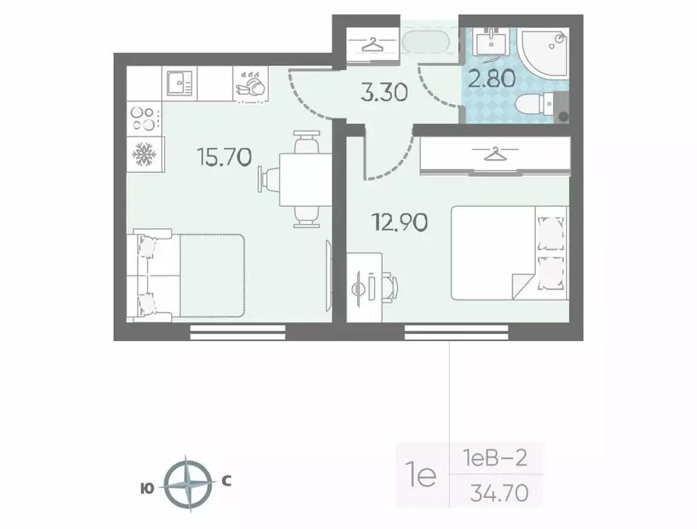 1-комнатная квартира: посёлок Ковалёво, улица Александра Разгонина, ... - Фото 1