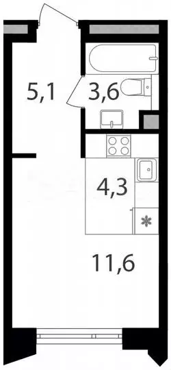 Квартира-студия, 24,6м, 8/17эт. - Фото 0