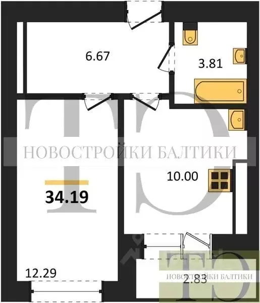 1-к кв. Калининградская область, Калининград ул. Героя России ... - Фото 1