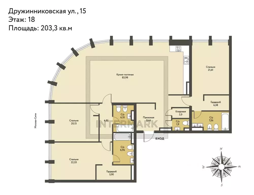3-к кв. Москва Дружинниковская ул., 15 (203.3 м) - Фото 2
