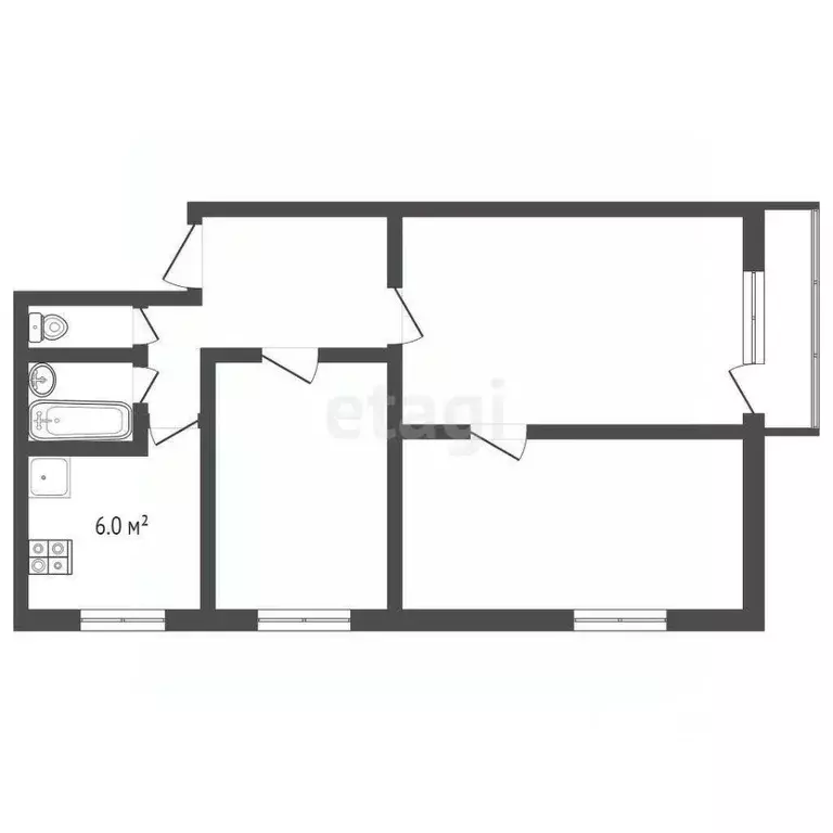 3-к кв. Орловская область, Орел Новосильская ул., 11 (50.3 м) - Фото 1