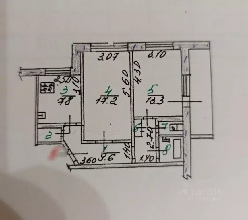 2-к кв. Орловская область, Орел Московское ш., 113А (57.3 м) - Фото 2
