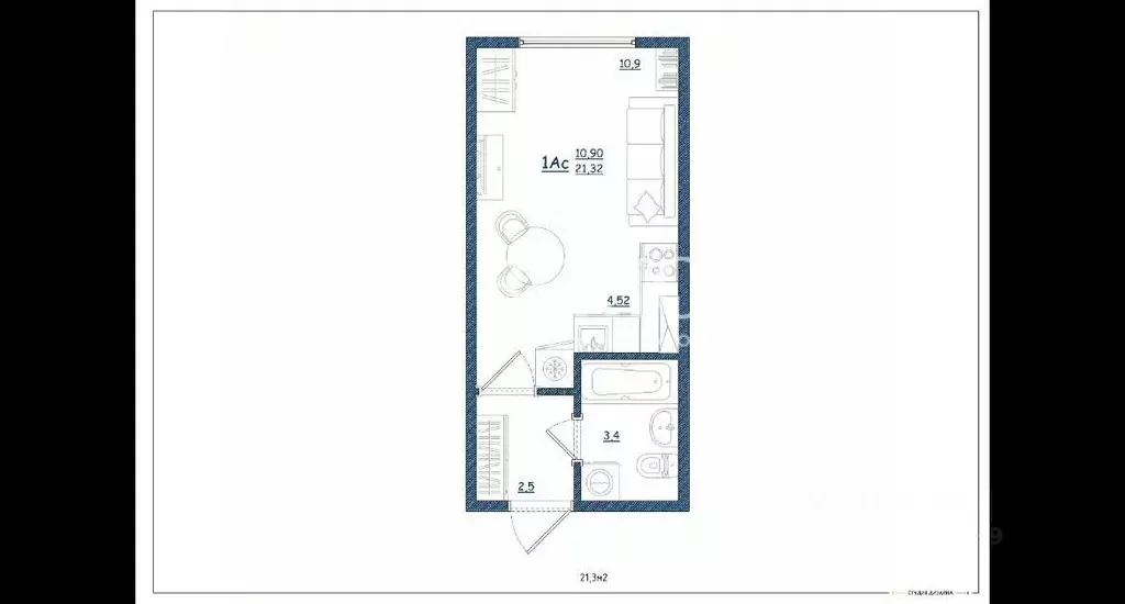 Студия Ярославская область, Ярославль ул. Дядьковская, 16А (21.3 м) - Фото 2
