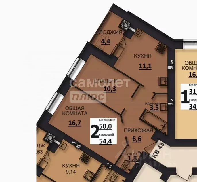 2-к кв. Ивановская область, Иваново ул. Ломоносова, 10 (54.4 м) - Фото 2