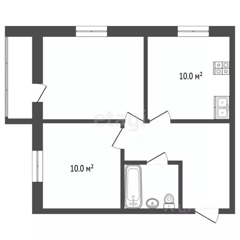 2-к кв. Москва Рязановское поселение, ул. Уточкина, 7к1 (47.2 м) - Фото 2