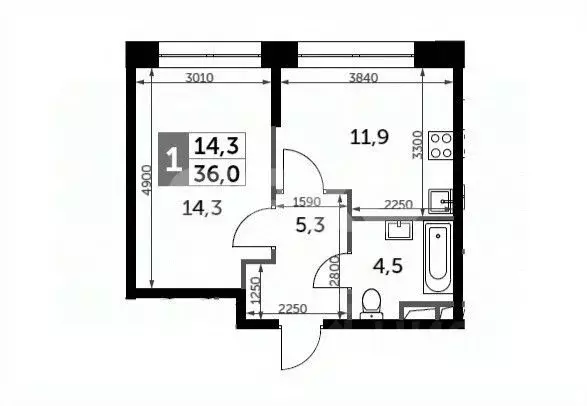 1-к кв. Москва Шелепихинская наб., 38к5 (36.0 м) - Фото 2