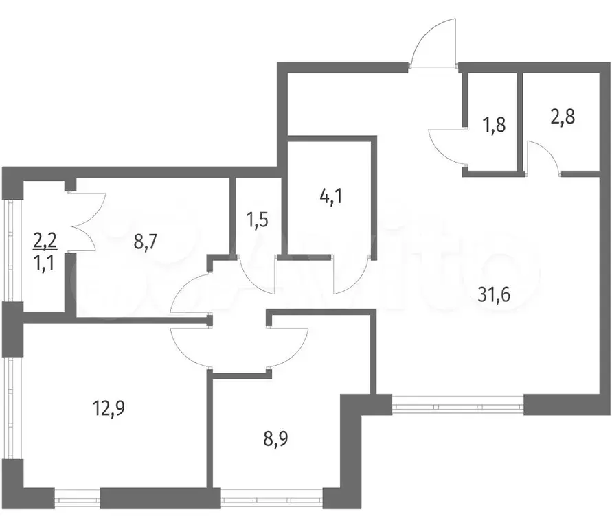 3-к. квартира, 73 м, 4/9 эт. - Фото 0