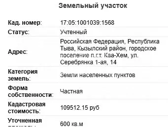 Участок в Республика Тыва, Кызыл (6 м) - Фото 1