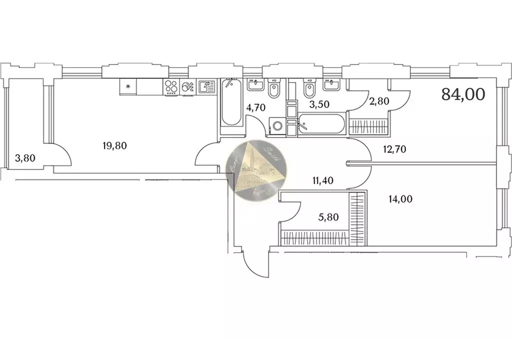 2-комнатная квартира: Санкт-Петербург, Планерная улица, 99 (84 м) - Фото 1