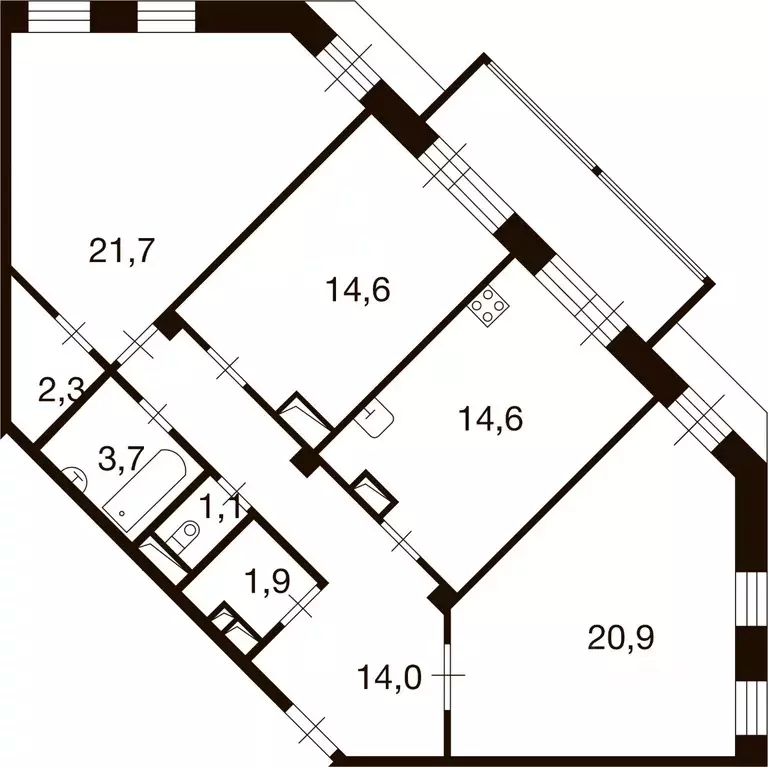 3-к кв. Москва д. Ивановское, ул. Семена Гордого, 1 (95.3 м) - Фото 0