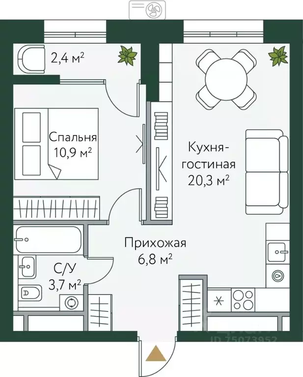 1-к кв. Волгоградская область, Волгоград Новосибирская ул., 74с1 (44.1 ... - Фото 0