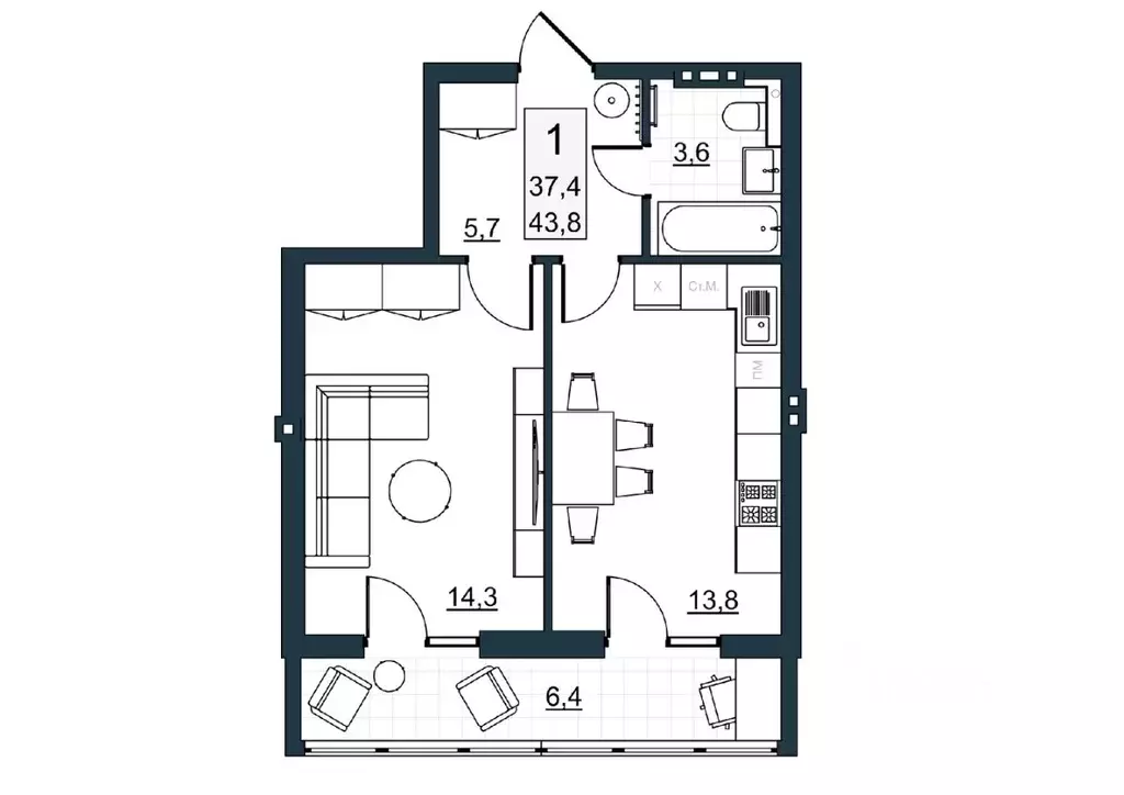 1-к кв. Саратовская область, Саратов ул. Имени Евгения Долгина, 6 ... - Фото 1