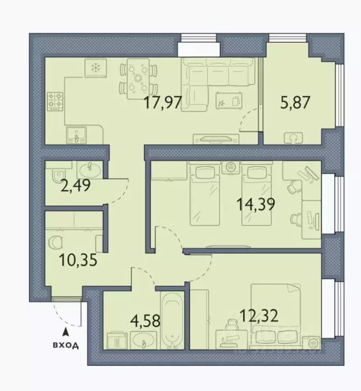 2-к кв. Брянская область, Брянский район, пос. Мичуринский, ... - Фото 0