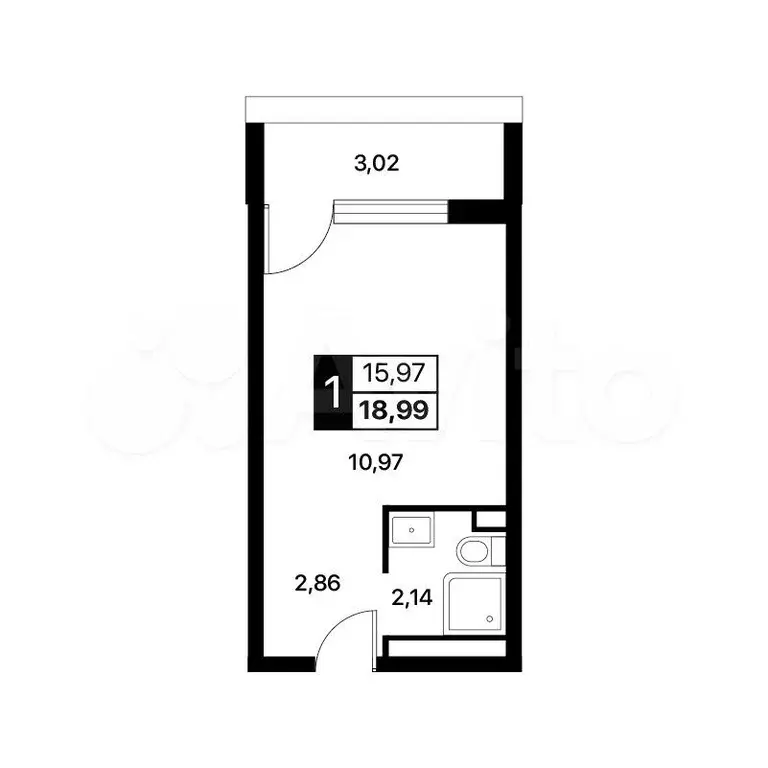 Апартаменты-студия, 19 м, 13/14 эт. - Фото 0