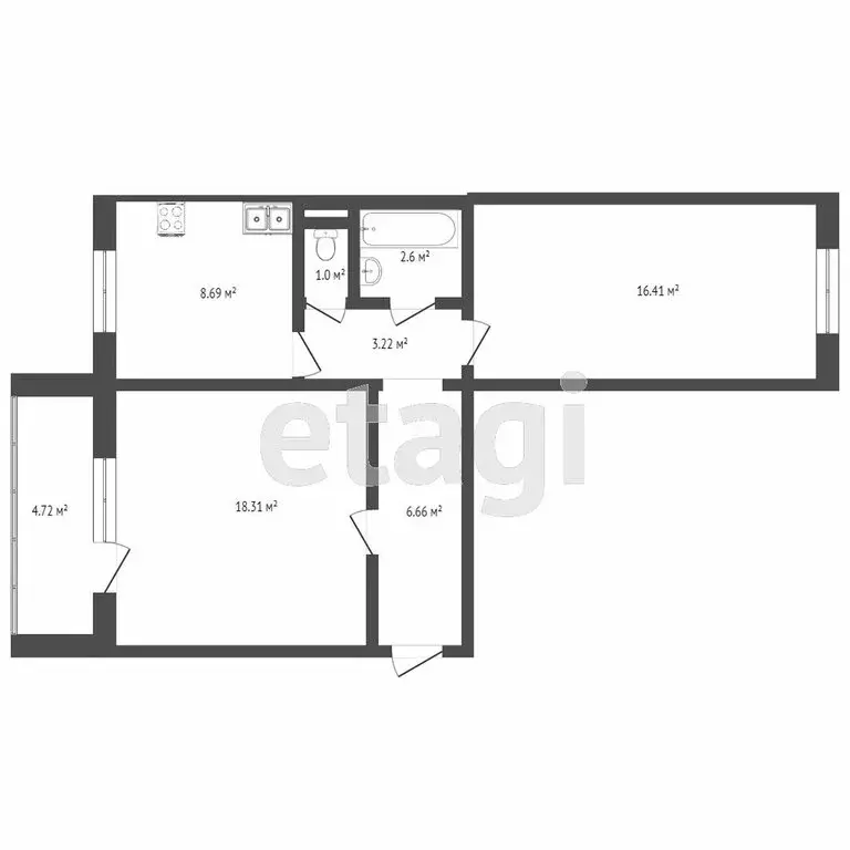 2-комнатная квартира: Челябинск, улица Александра Шмакова, 25А (57.7 ... - Фото 0