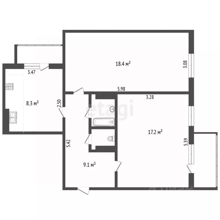 2-к кв. Крым, Щелкино Ленинский район, 60/2А (56.9 м) - Фото 2