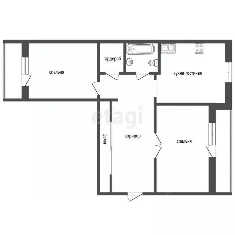 2-к кв. Тюменская область, Тюмень ул. Урицкого, 14 (74.2 м) - Фото 2