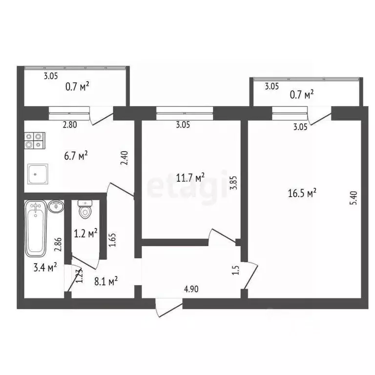 2-к кв. Ростовская область, Аксай Садовая ул., 20к3 (47.6 м) - Фото 2