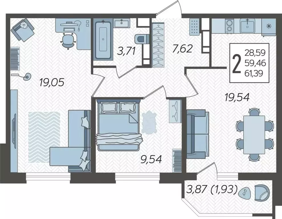 2-к кв. Краснодарский край, Краснодар Уральская ул., 87/7 (62.75 м) - Фото 1