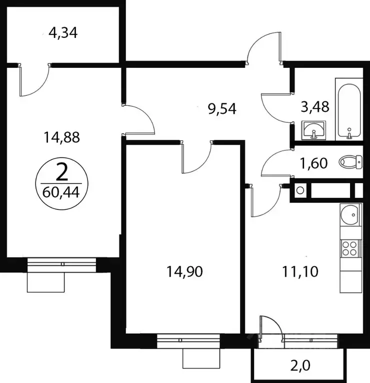 2-к кв. Московская область, Мытищи городской округ, д. Сухарево Катуар ... - Фото 1
