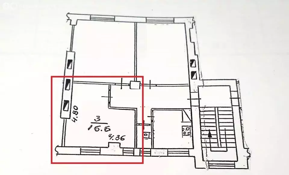 1к в 3-комнатной квартире (16.6 м) - Фото 1