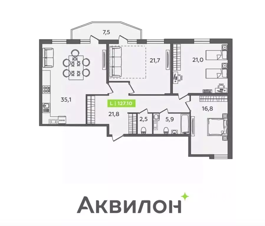 3-к кв. Санкт-Петербург ул. Парфеновская, 6к1 (127.1 м) - Фото 2
