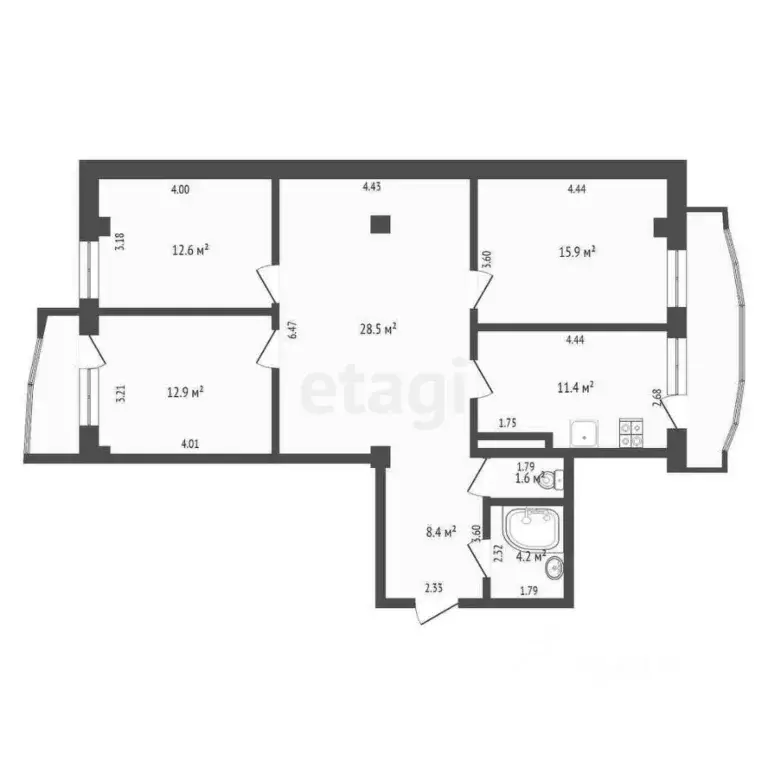 4-к кв. Саха (Якутия), Якутск ул. Петра Алексеева, 83/20 (95.5 м) - Фото 2