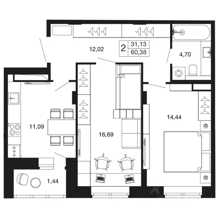 2-к кв. Московская область, Апрелевка Наро-Фоминский городской округ, ... - Фото 1