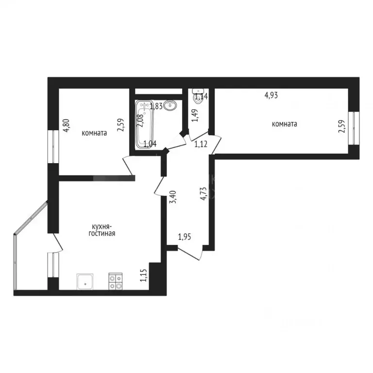 2-к кв. Тюменская область, Тюмень ул. Беляева, 35к2 (55.0 м) - Фото 1
