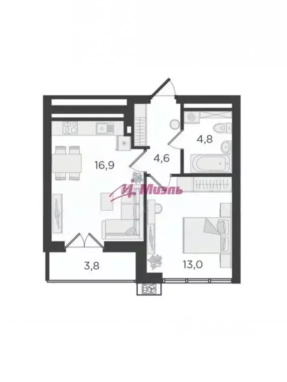 1-к кв. Свердловская область, Екатеринбург ул. Большакова, 66 (42.5 м) - Фото 1