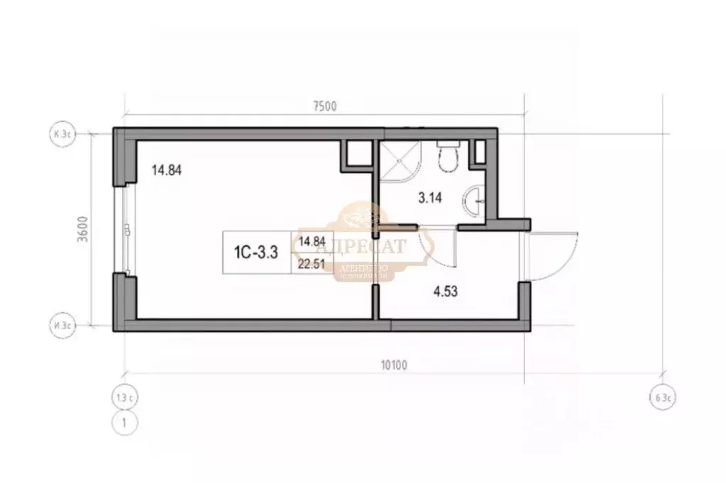 Студия Санкт-Петербург ул. Архивная, 3к1 (23.0 м) - Фото 0