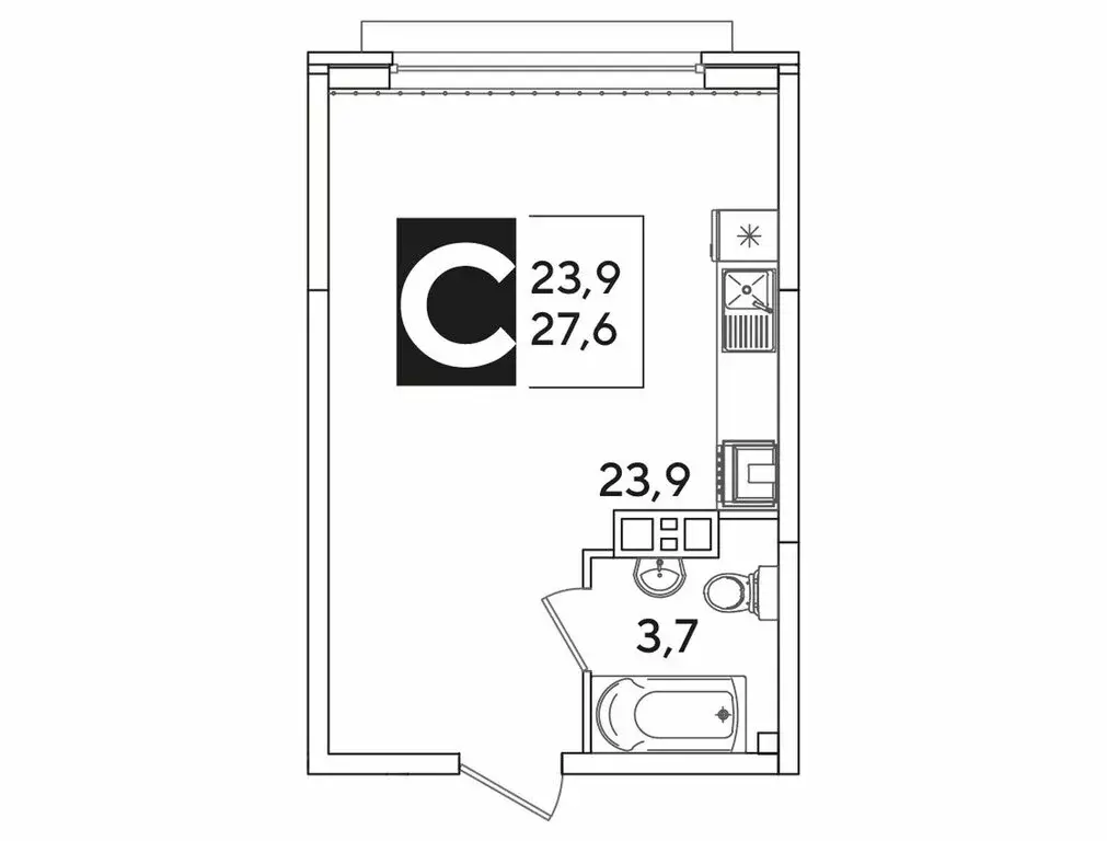 Квартира-студия: Краснодар, улица Ивана Беличенко, 90 (27.6 м) - Фото 1
