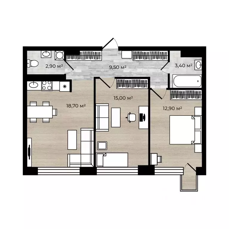 2-к кв. Ярославская область, Ярославский муниципальный округ, пос. ... - Фото 1