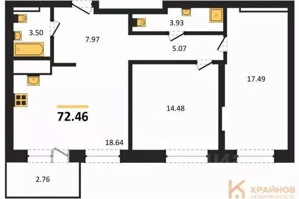 2-к кв. Воронежская область, Воронеж Транспортная ул., 58 (72.46 м) - Фото 0